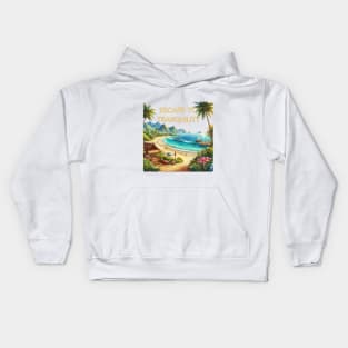 Escape to Tranquility  Tropical Beach Saltwater Therapy Kids Hoodie